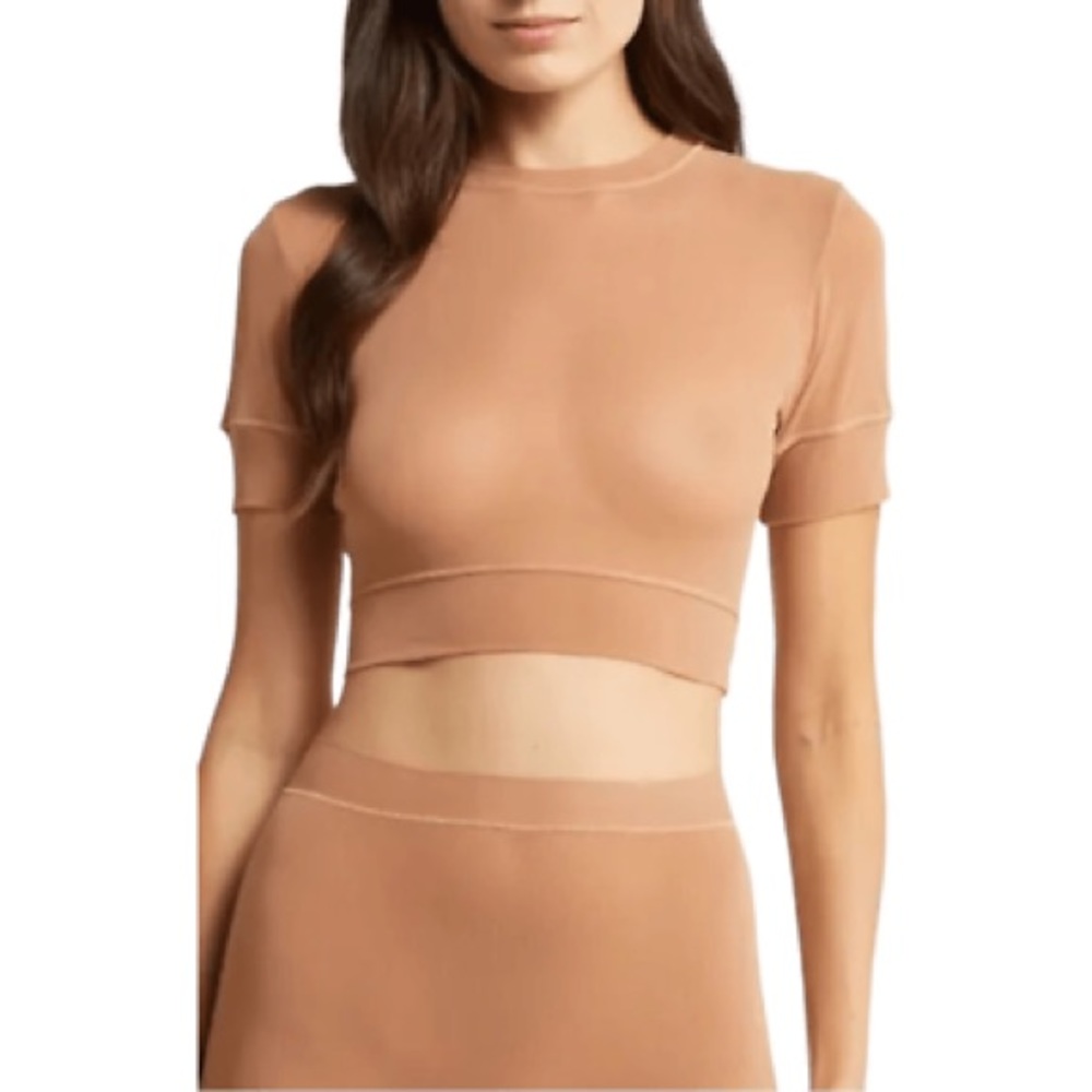 Skims Summer Mesh T-Shirt Sienna Tan, size Medium
